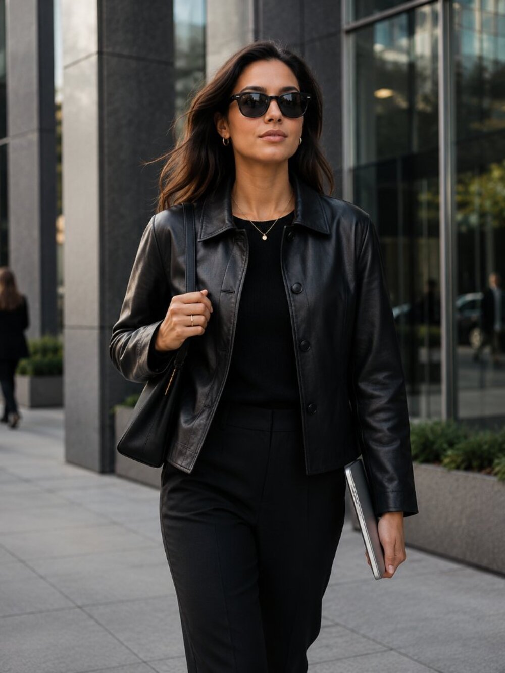 Danier Black Genuine Leather Classic Style Button up Women Jacket Size Large